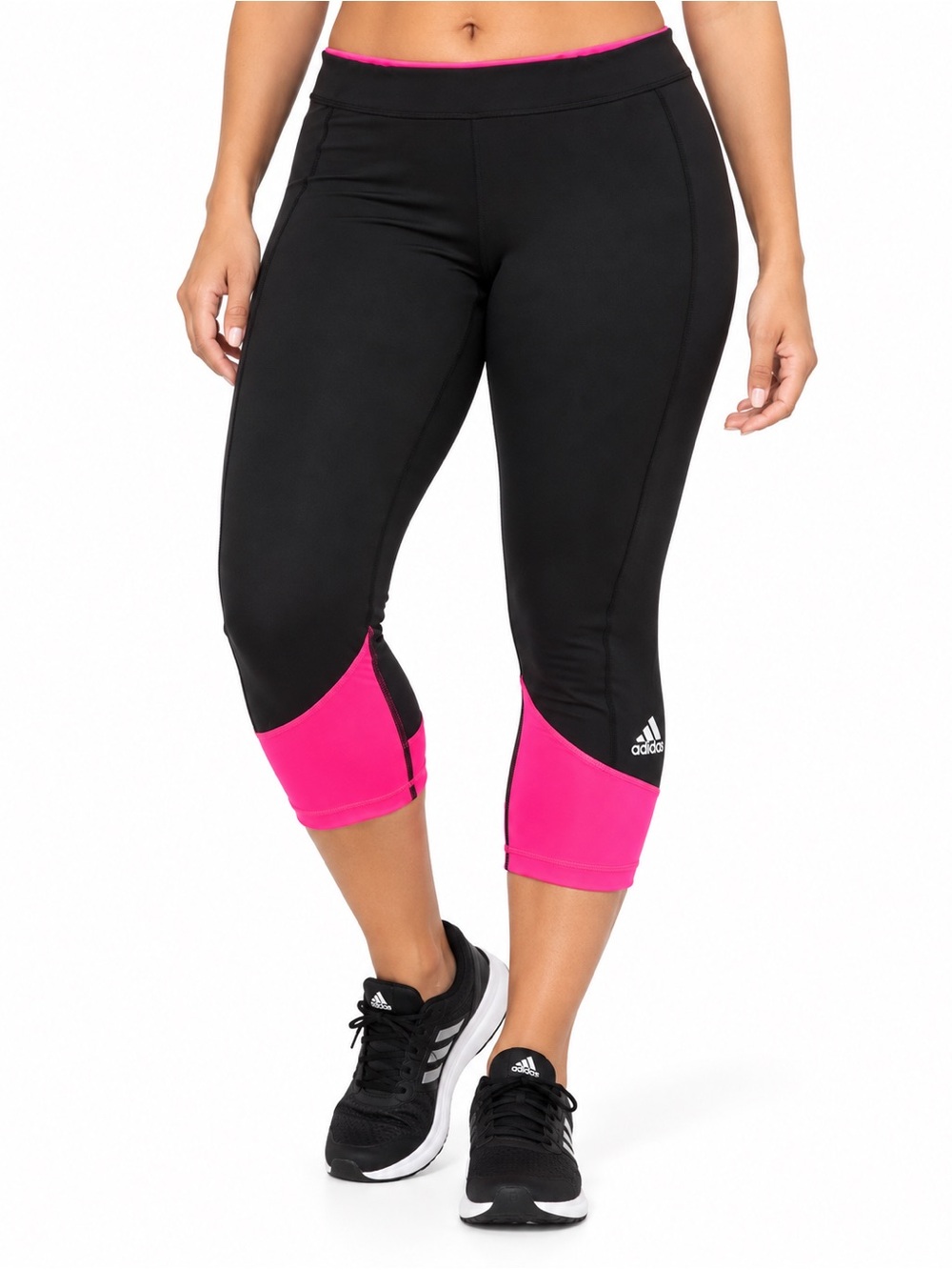 Adidas Climalite Black & Hot Pink Capri Workout Leggings Size L